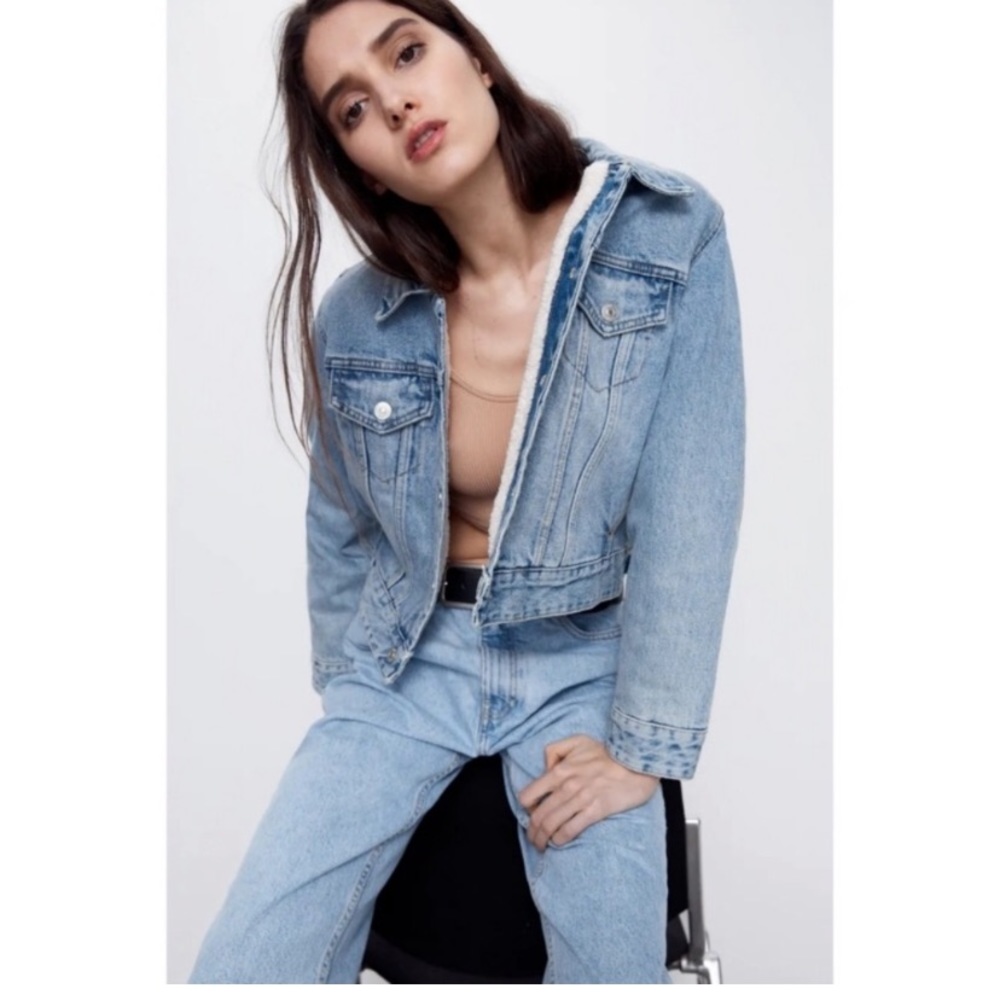 ZARA Fleece Lined Denim Jacket